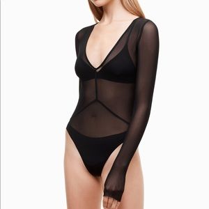 Aritzia Wilfred Sheer Mesh Bodysuit
